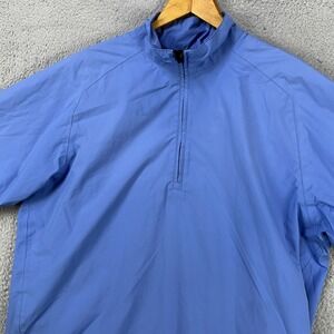 Zero Restriction Men Pullover Jacket Large Blue Quarter Zip Windproof Waterproof